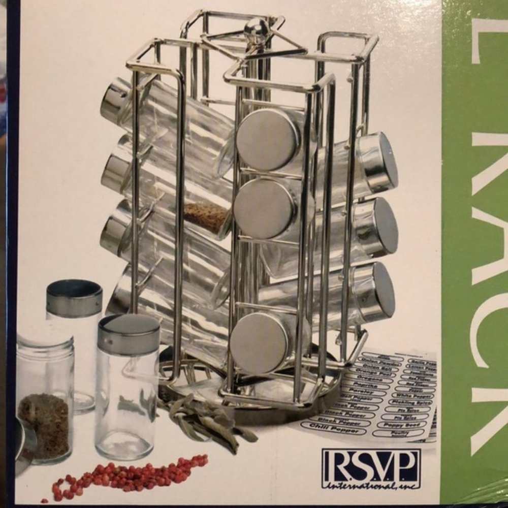 **NO RACK** Set of 16 Spice Bottles & 96 Labels **NO RACK**